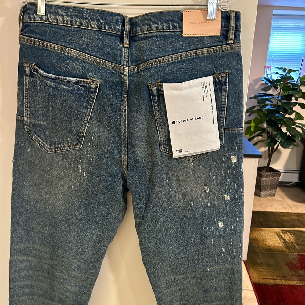 NWT Purple Brand Mens Vintage Laser Abrasions Jean P005-VLAM423 Mid Indigo Sz-36 - Picture 12 of 12